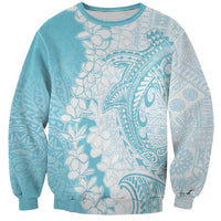 Polynesian Turquoise Plumeria Lei Sweatshirt with Hammerhead Shark LT7 Unisex Turquoise - Polynesian Pride