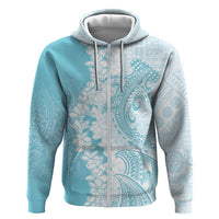 Polynesian Turquoise Plumeria Lei Zip Hoodie with Hammerhead Shark LT7 Zip Hoodie Turquoise - Polynesian Pride