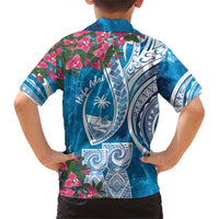 Hafa Adai Guam Family Matching Short Sleeve Bodycon Dress and Hawaiian Shirt Crystal Waves