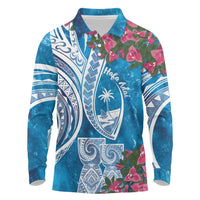 Hafa Adai Guam Long Sleeve Polo Shirt Crystal Waves