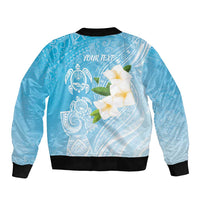 Personalized Guam Chamorro Bomber Jacket Turtles and Guasali Flowers