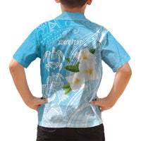 Personalized Guam Chamorro Family Matching Off Shoulder Short Dress and Hawaiian Shirt Turtles and Guasali Flowers