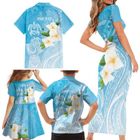 Personalized Guam Chamorro Family Matching Short Sleeve Bodycon Dress and Hawaiian Shirt Turtles and Guasali Flowers LT7 - Polynesian Pride