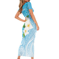 Personalized Guam Chamorro Family Matching Short Sleeve Bodycon Dress and Hawaiian Shirt Turtles and Guasali Flowers LT7 - Polynesian Pride