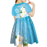 Personalized Guam Chamorro Kid Short Sleeve Dress Turtles and Guasali Flowers
