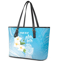 Personalized Guam Chamorro Leather Tote Bag Turtles and Guasali Flowers