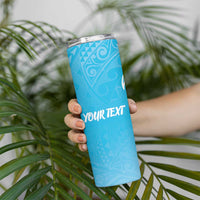 Personalized Guam Chamorro Skinny Tumbler Turtles and Guasali Flowers