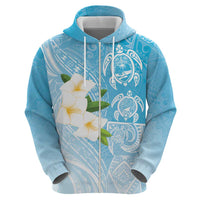 Personalized Guam Chamorro Zip Hoodie Turtles and Guasali Flowers