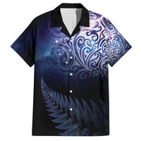 New Zealand Aotearoa Matariki Family Matching Short Sleeve Bodycon Dress and Hawaiian Shirt Starry Silver Fern LT7 Dad's Shirt - Short Sleeve Galaxy - Polynesian Pride