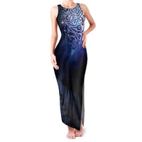 New Zealand Aotearoa Matariki Family Matching Tank Maxi Dress and Hawaiian Shirt Starry Silver Fern LT7 Mom's Dress Galaxy - Polynesian Pride