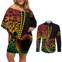 Proudly Ni-Van Sandroing Inspired Classic Style Couples Matching Off Shoulder Short Dress and Long Sleeve Button Shirt
