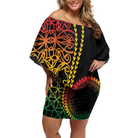 Proudly Ni-Van Sandroing Inspired Classic Style Off Shoulder Short Dress LT7 Women Colorful - Polynesian Pride