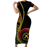 Proudly Ni-Van Sandroing Inspired Classic Style Short Sleeve Bodycon Dress LT7 Long Dress Colorful - Polynesian Pride