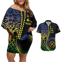 Proudly Ni-Van Sandroing Inspired Couples Matching Off Shoulder Short Dress and Hawaiian Shirt Malampa Classic Style