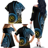 Proudly Ni-Van Sandroing Inspired Family Matching Off The Shoulder Long Sleeve Dress and Hawaiian Shirt Sanma Classic Style LT7 - Polynesian Pride
