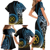 Proudly Ni-Van Sandroing Inspired Family Matching Short Sleeve Bodycon Dress and Hawaiian Shirt Sanma Classic Style LT7 - Polynesian Pride