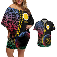 Proudly Ni-Van Sandroing Inspired Couples Matching Off Shoulder Short Dress and Hawaiian Shirt Shefa Classic Style