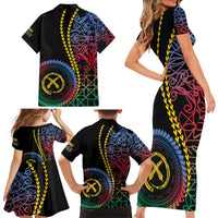 Proudly Ni-Van Sandroing Inspired Family Matching Short Sleeve Bodycon Dress and Hawaiian Shirt Shefa Classic Style