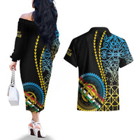 Proudly Ni-Van Sandroing Inspired Couples Matching Off The Shoulder Long Sleeve Dress and Hawaiian Shirt Torba Classic Style