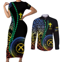 Proudly Ni-Van Sandroing Inspired Couples Matching Short Sleeve Bodycon Dress and Long Sleeve Button Shirt Tafea Classic Style