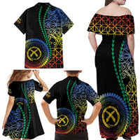 Proudly Ni-Van Sandroing Inspired Family Matching Off Shoulder Maxi Dress and Hawaiian Shirt Tafea Classic Style