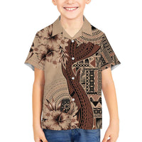 Bula Fiji Hawaiian Shirt Shark Tail Beige Masi Tapa