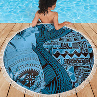 Bula Fiji Beach Blanket Shark Tail Turquoise Masi Tapa