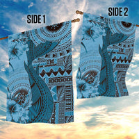 Bula Fiji Garden Flag Shark Tail Turquoise Masi Tapa