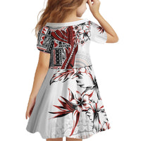 Bula Fiji Family Matching Off The Shoulder Long Sleeve Dress and Hawaiian Shirt Shark Tail White Masi Tapa LT7 - Polynesian Pride