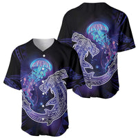 Polynesian Aumakua Baseball Jersey Jellyfish with Shark - Polynesian Pride