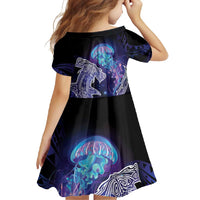 Polynesian Aumakua Family Matching Long Sleeve Bodycon Dress and Hawaiian Shirt Jellyfish with Shark LT7 - Polynesian Pride