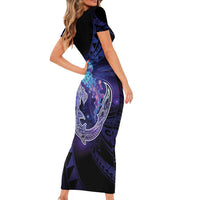 Polynesian Aumakua Family Matching Short Sleeve Bodycon Dress and Hawaiian Shirt Jellyfish with Shark LT7 - Polynesian Pride