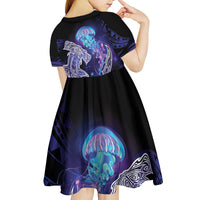 Polynesian Aumakua Kid Short Sleeve Dress Jellyfish with Shark LT7 - Polynesian Pride