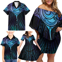 Aotearoa Maori Te Whai Rahi Family Matching Off Shoulder Short Dress and Hawaiian Shirt Tala - Nowhere You Could Go That I Won't Be With You LT7 - Polynesian Pride