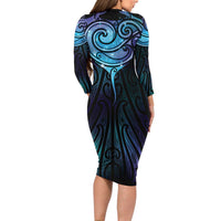 Aotearoa Maori Te Whai Rahi Long Sleeve Bodycon Dress Tala - Nowhere You Could Go That I Won't Be With You LT7 - Polynesian Pride