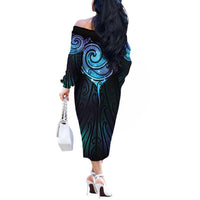 Aotearoa Maori Te Whai Rahi Off The Shoulder Long Sleeve Dress Tala - Nowhere You Could Go That I Won't Be With You LT7 - Polynesian Pride