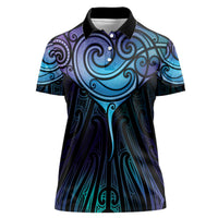 Aotearoa Maori Te Whai Rahi Women Polo Shirt Tala - Nowhere You Could Go That I Won't Be With You LT7 Female Teal Purple - Polynesian Pride