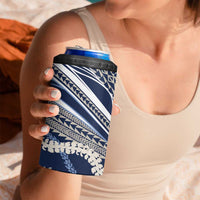 Polynesian Puakeniken Pikake Twisted Lei 4 in 1 Can Cooler Tumbler Navy Blue - Polynesian Pride