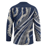 Polynesian Puakeniken Pikake Twisted Lei Hockey Jersey Navy Blue - Polynesian Pride