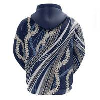 Polynesian Puakeniken Pikake Twisted Lei Hoodie Navy Blue - Polynesian Pride