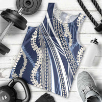 Polynesian Puakeniken Pikake Twisted Lei Men Tank Top Navy Blue - Polynesian Pride