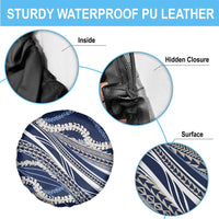 Polynesian Puakeniken Pikake Twisted Lei Spare Tire Cover Navy Blue - Polynesian Pride