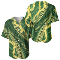 Polynesian Puakeniken Pikake Twisted Lei Baseball Jersey Emerald - Polynesian Pride