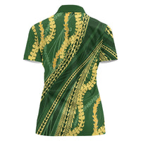 Polynesian Puakeniken Pikake Twisted Lei Women Polo Shirt Emerald - Polynesian Pride