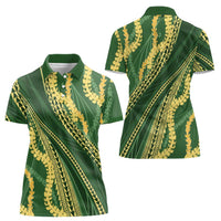 Polynesian Puakeniken Pikake Twisted Lei Women Polo Shirt Emerald - Polynesian Pride