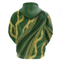 Polynesian Puakeniken Pikake Twisted Lei Zip Hoodie Emerald - Polynesian Pride