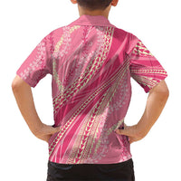 Polynesian Puakeniken Pikake Twisted Lei Family Matching Long Sleeve Bodycon Dress and Hawaiian Shirt Rose Pink LT7 - Polynesian Pride