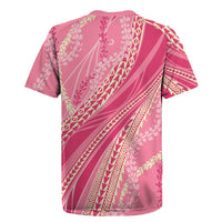 Polynesian Puakeniken Pikake Twisted Lei Rugby Jersey Rose Pink - Polynesian Pride