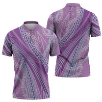 Polynesian Puakeniken Pikake Twisted Lei Zipper Polo Shirt Amethys - Polynesian Pride