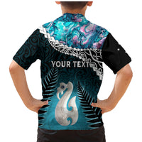 Personalised New Zealand Maori Family Matching Mermaid Dress and Hawaiian Shirt Manaia Paua Shell Turquoise LT7 - Polynesian Pride